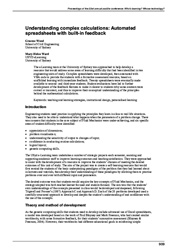 (PDF) Understanding complex calculations: Automated spreadsheets with ...