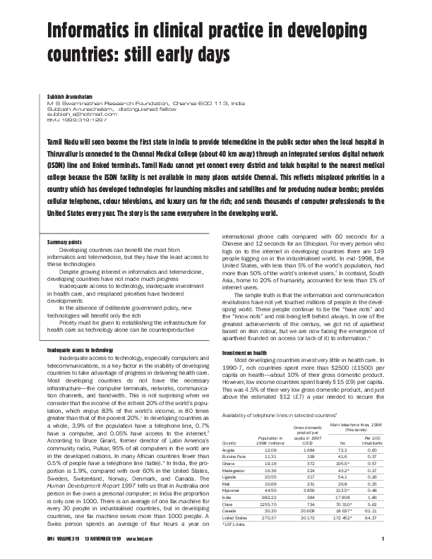 (PDF) Informatics in clinical practice in developing countries: still ...