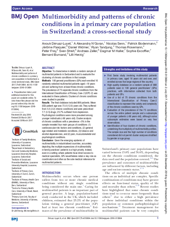 (PDF) Multimorbidity and patterns of chronic conditions in a primary ...
