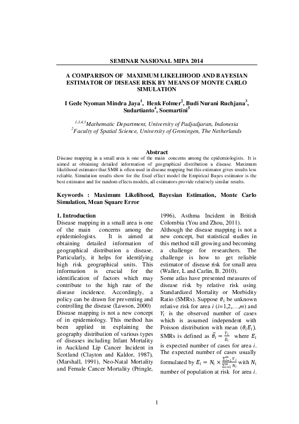 (PDF) A Comparison of Maximum Likelihood and Bayesian Estimator of ...