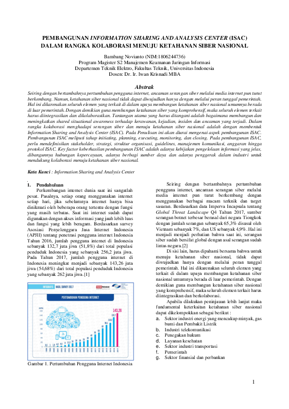 (PDF) PEMBANGUNAN INFORMATION SHARING AND ANALYSIS CENTER