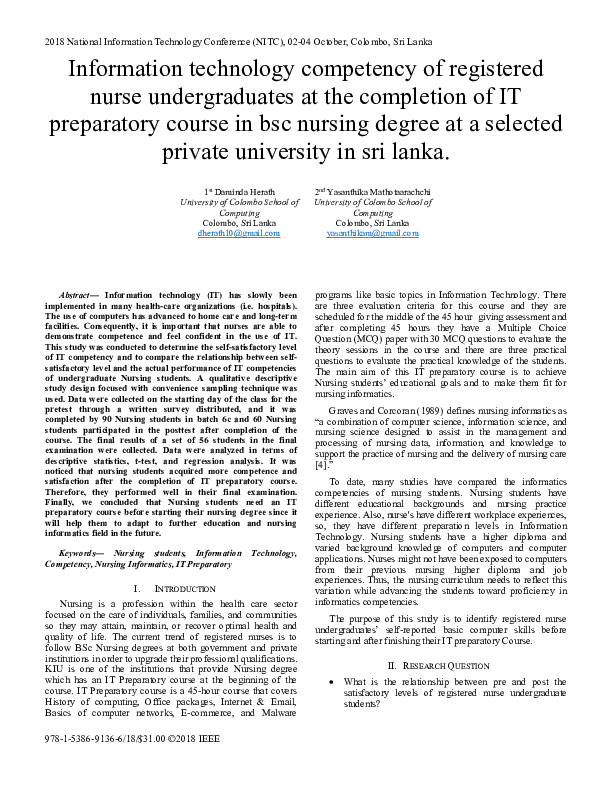 (PDF) Information Technology Competency of Registered Nurse ...