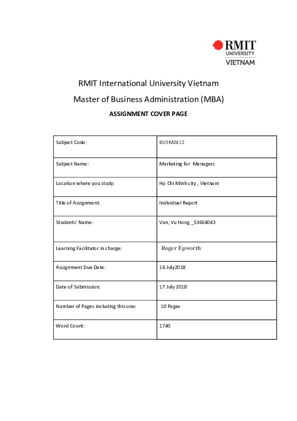 (DOC) Title of Assignment: Individual Report