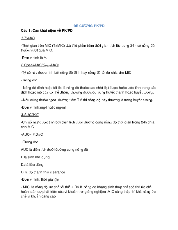 First page of “DỀ CƯƠNG PKPD”