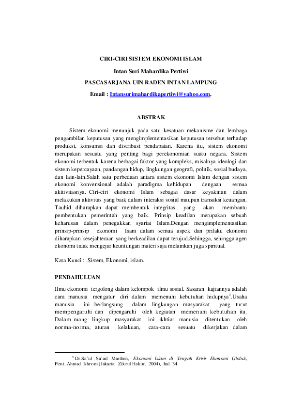 Doc Sistem Ekonomi Islam Intan Suri Mahardika Pertiwi Academia Edu