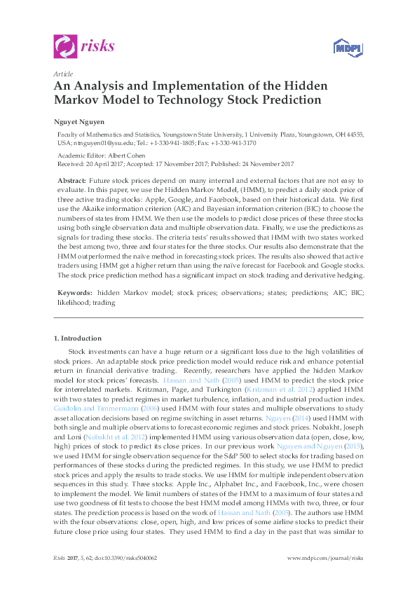(PDF) An Analysis and Implementation of the Hidden Markov Model to ...