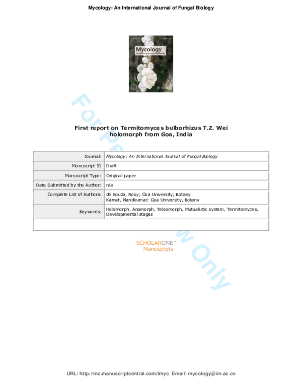 (PDF) Mycology: An International Journal of Fungal Biology