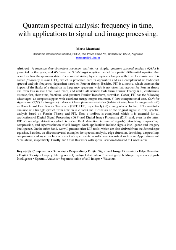 (PDF) Quantum spectral analysis: frequency in time, with applications ...