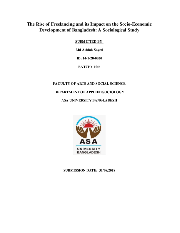 The rise of freelancing and it's impact in socio-economic development of Bangladesh, a sociological study