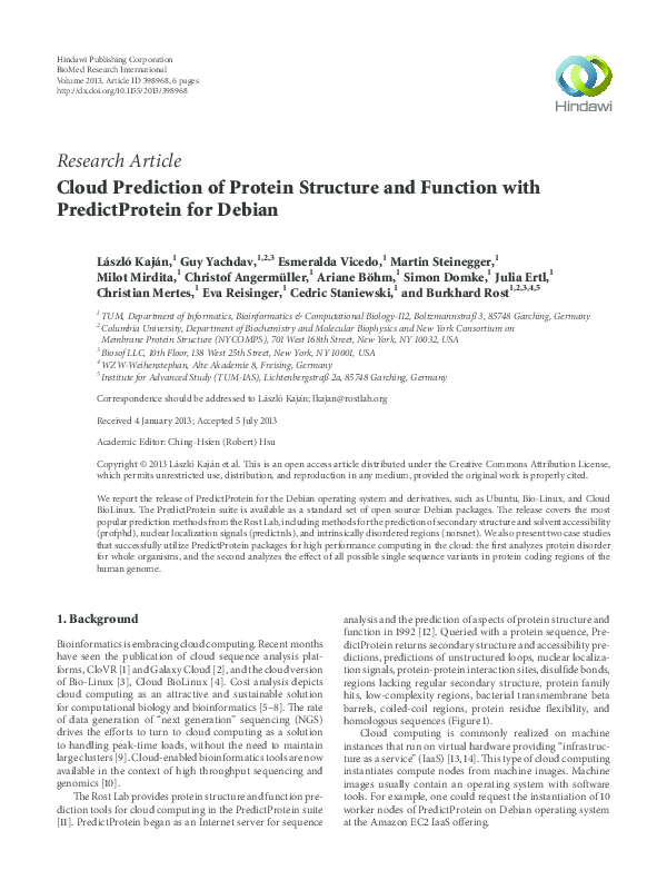 (PDF) Cloud Prediction of Protein Structure and Function with ...