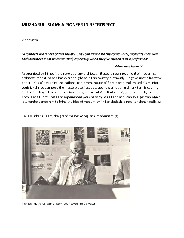(PDF) MUZHARUL ISLAM A PIONEER IN RETROSPECT