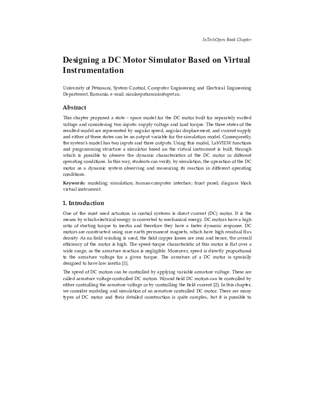 (PDF) Designing a DC Motor Simulator Based on Virtual Instrumentation