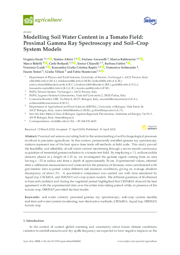 (PDF) Modelling Soil Water Content in a Tomato Field: Proximal Gamma ...