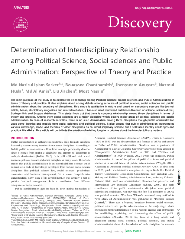 (PDF) Determination of Interdisciplinary Relationship among Political ...