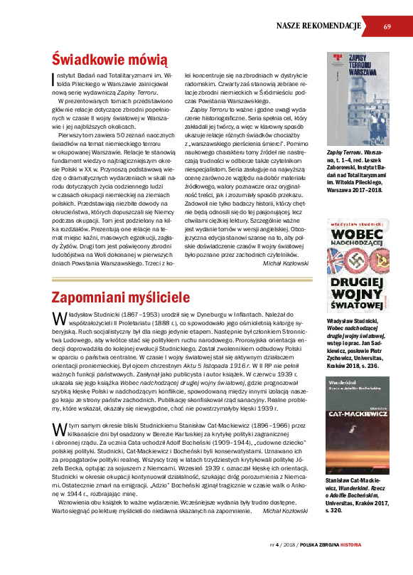(PDF) 3 książki rekomendacje. W. Studnicki, Wobec nadchodzącej...; S