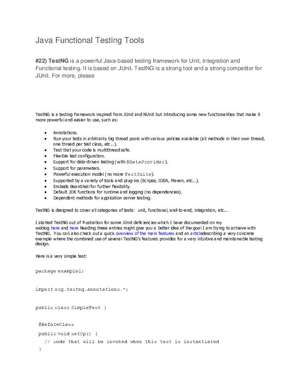 (DOC) Java Functional Testing Tools