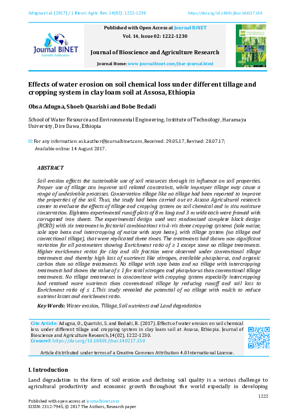 (PDF) Effects of water erosion on soil chemical loss under different ...