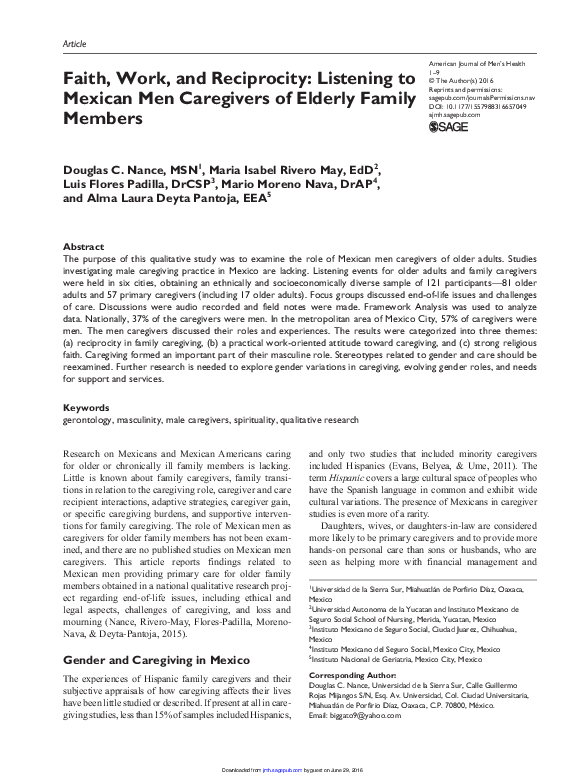 PDF) Gender and Caregiving in Mexico