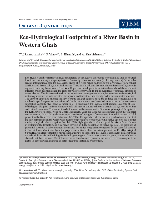 (PDF) EcoHydrological Footprint of a River Basin in Western Ghats