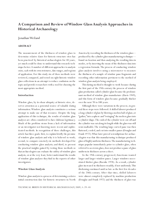 (PDF) A Comparison and Review of Window Glass Analysis Approaches in