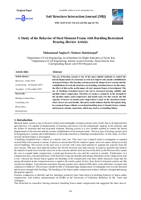 (PDF) A Study of the Behavior of Steel Moment Frame with Buckling ...