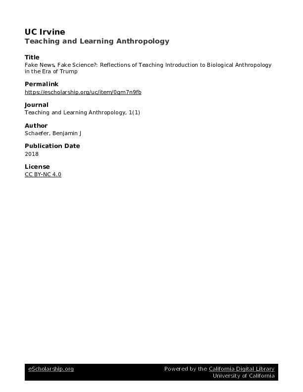 (PDF) Fake News, Fake Science?: Reflections of Teaching Introduction to ...
