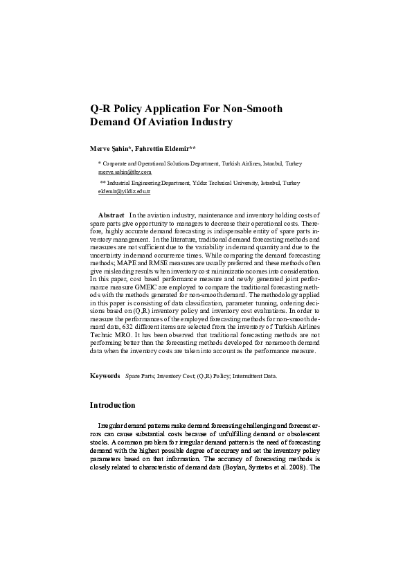 (PDF) Q-R Policy Application For Non-Smooth Demand Of Aviation Industry ...