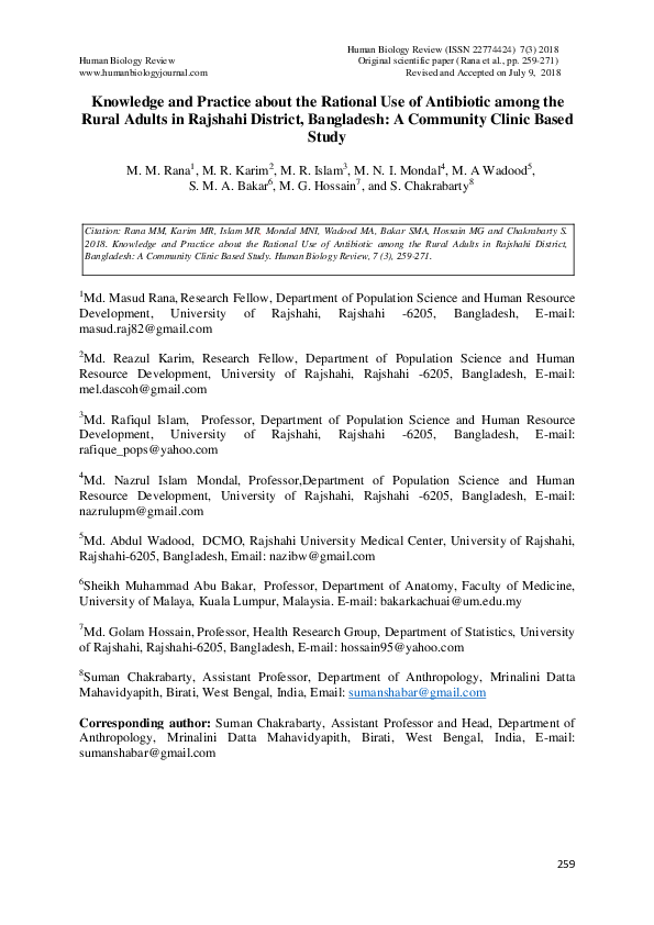 (PDF) Knowledge and Practices about the Rational Use of Antibiotics