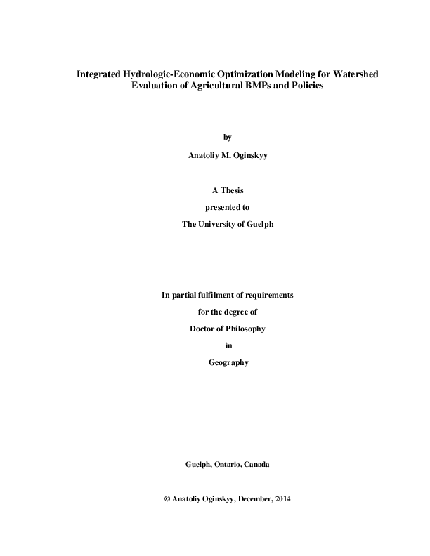 (PDF) Integrated HydrologicEconomic Optimization Modeling for