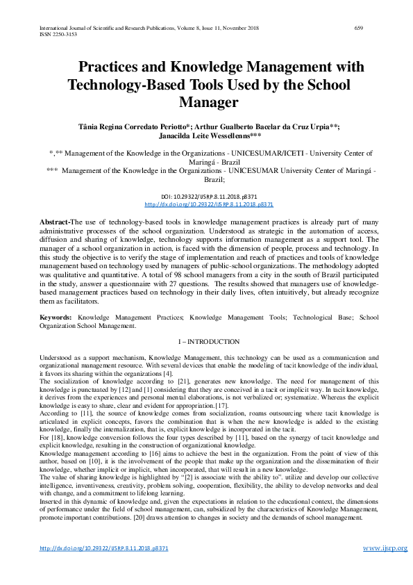 (PDF) Practices and Knowledge Management with Technology-Based Tools ...