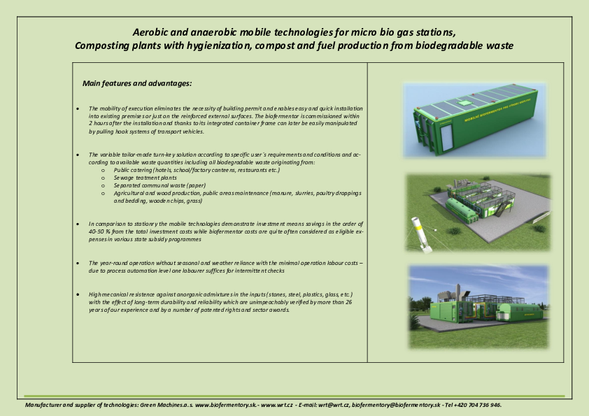 Aerobic and anaerobic mobile technologies for micro bio gas stations ...