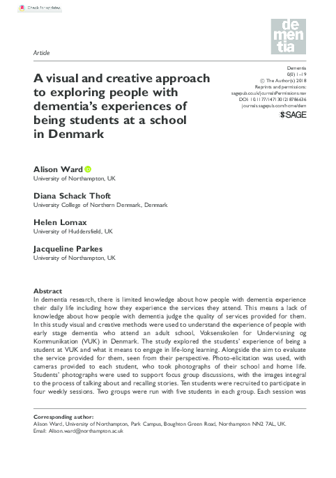 (PDF) A visual and creative approach to exploring people with dementia ...
