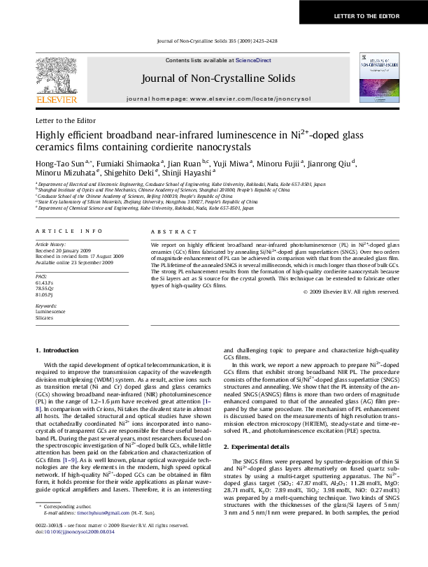 (PDF) Structure and Luminescence Properties of Transparent Germanate