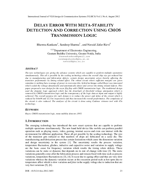 (PDF) DELAY ERROR WITH META-STABILITY DETECTION AND CORRECTION USING ...