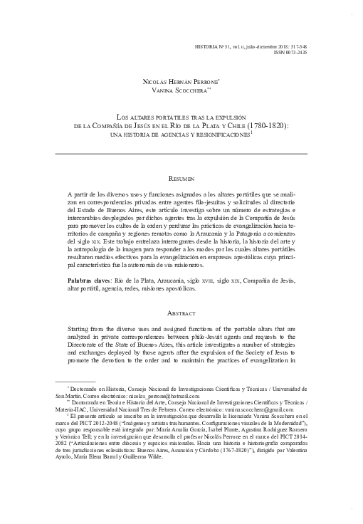 (PDF) Los altares portátiles tras la expulsión de la Compañía de Jesús