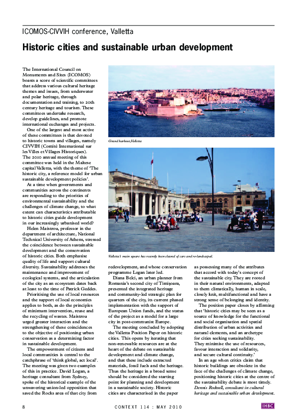 (PDF) 'Historic cities and sustainable urban development', Context 114 ...