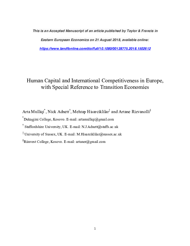 (PDF) Human Capital and International Competitiveness in Europe, with ...