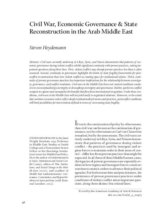 (PDF) Civil War, Economic Governance & State Reconstruction in the Arab ...