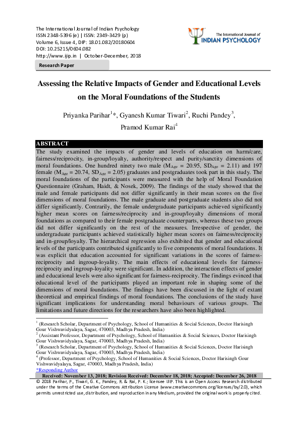 (PDF) Assessing the Relative Impacts of Gender and Educational Levels ...