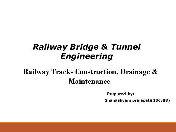 (PDF) Railway Bridge & Tunnel Engineering Railway TrackConstruction