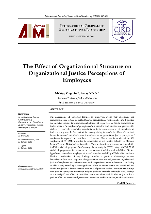 (PDF) The Effect of Organizational Structure on Organizational Justice ...