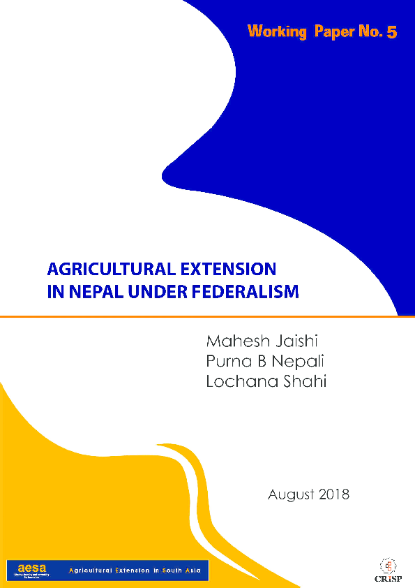 (PDF) Agricultural Extension in Nepal in New Federal Governance Purna