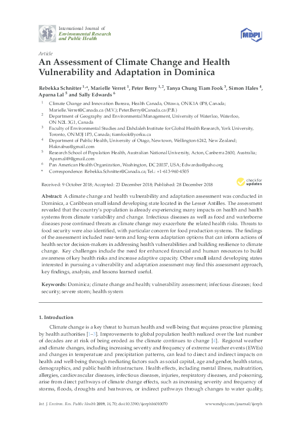 (PDF) An Assessment of Climate Change and Health Vulnerability and ...