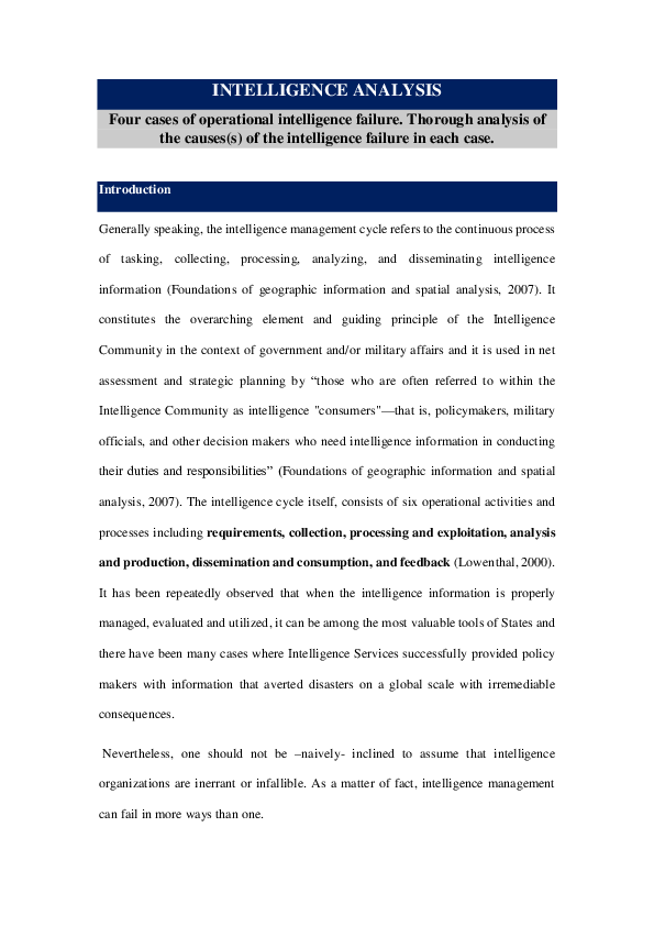 (DOC) INTELLIGENCE ANALYSIS Four cases of operational intelligence