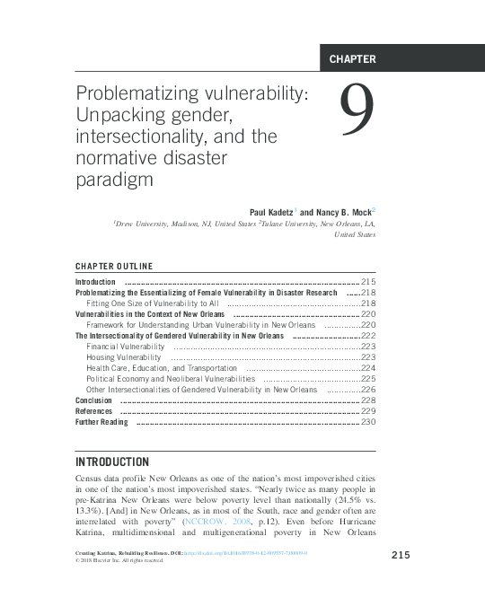 (PDF) Problematizing vulnerability: Unpacking gender, intersectionality ...