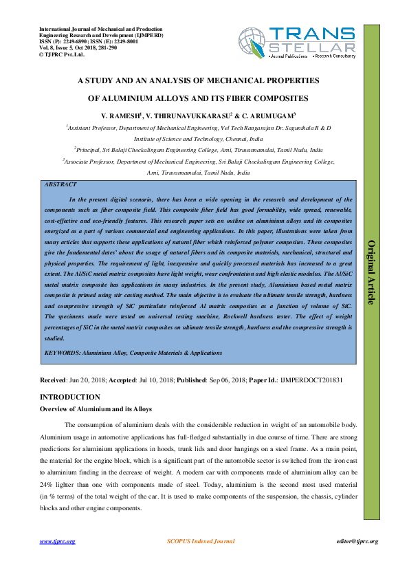 (PDF) A STUDY AND AN ANALYSIS OF MECHANICAL PROPERTIES OF ALUMINIUM ...