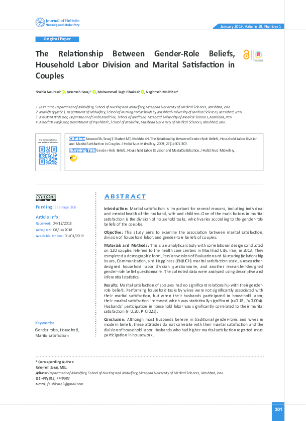 (PDF) The Relationship Between Gender-Role Beliefs, Household Labor ...