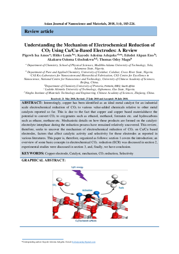 (PDF) Understanding the Mechanism of Electrochemical Reduction of CO2 ...