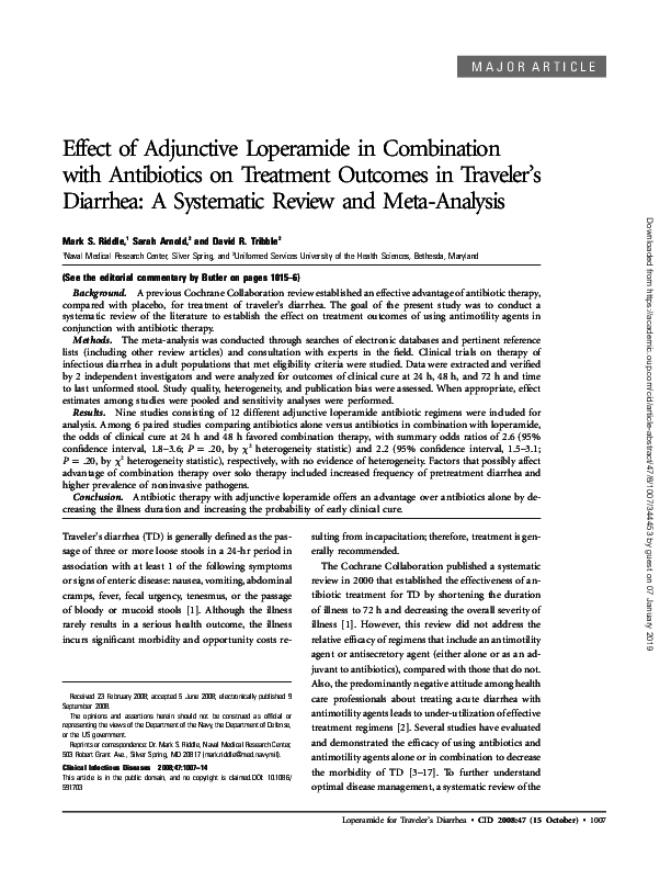 (PDF) Effect of Adjunctive Loperamide in Combination with Antibiotics