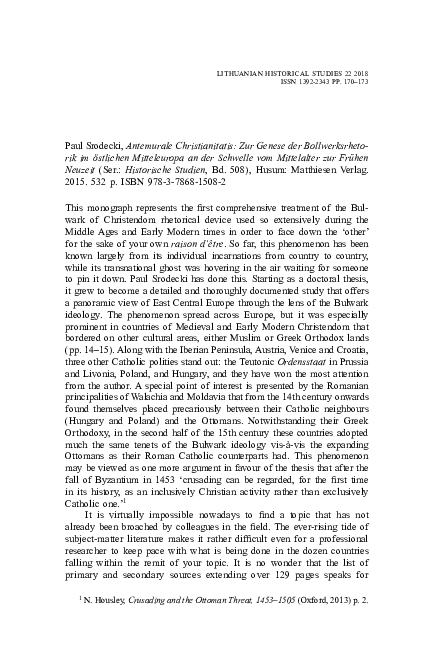 (PDF) Srodecki Antemurale Christianitatis review Baronas LHS 2018 22